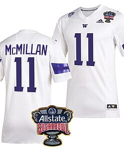 Jalen McMillan Jersey #11 Washington Huskies Allstate Sugar Bowl Patch 2024 College Football White