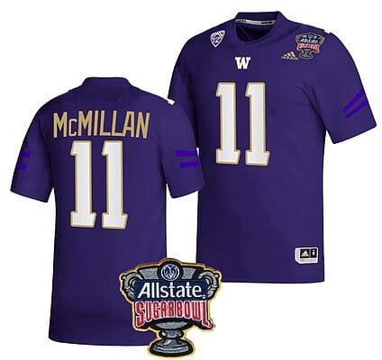 Jalen McMillan Jersey #11 Washington Huskies Allstate Sugar Bowl Patch 2024 College Football Purple