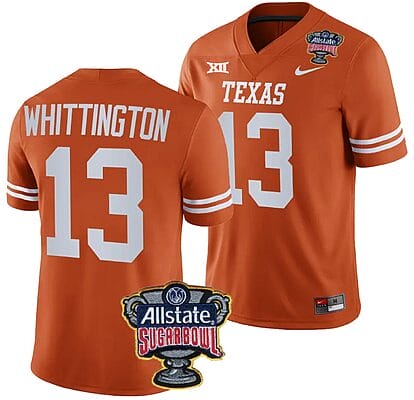 Jordan Whittington Jersey #13 Texas Longhorns Allstate Sugar Bowl Patch 2024 College Football Orange