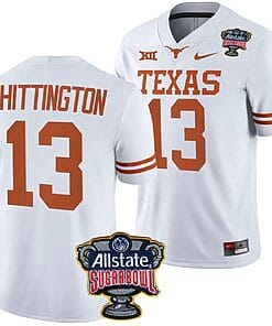 Jordan Whittington Jersey #13 Texas Longhorns Allstate Sugar Bowl Patch 2024 College Football White