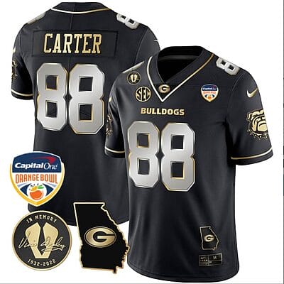 Jalen Carter Jersey #88 Georgia Bulldogs Vapor Limited Orange Bowl Patch Black Limited