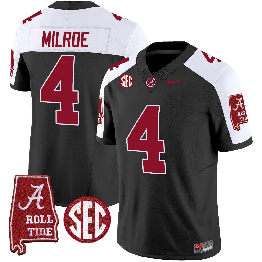 Jalen Milroe Jersey #4 Alabama Crimson Tide Vapor Limited Football Alabama Map Black Alternate