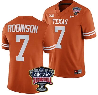 Keilan Robinson Jersey #7 Texas Longhorns Allstate Sugar Bowl Patch 2024 College Football Orange