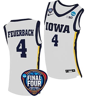 Kylie Feuerbach Jersey #4 Iowa Hawkeyes Basketball 2024 NCAA March Madness Final Four White