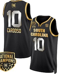 Kamilla Cardoso Jersey #10 South Carolina Gamecocks Basketball 2024 National Champions All Stitched Black Gold