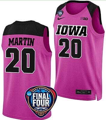 Kate Martin Jersey #20 Iowa Hawkeyes Basketball 2024 NCAA March Madness Final Four Pink