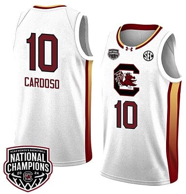 Kamilla Cardoso Jersey #10 South Carolina Gamecocks 2024 NCAA Basketball National Champions White Yellow