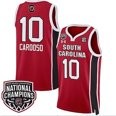 Kamilla Cardoso Jersey #10 South Carolina Gamecocks Basketball 2024 National Champions All Stitched Red