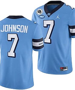 Max Johnson Jersey #7 North Carolina Tar Heels Throwback College Football Blue 2024