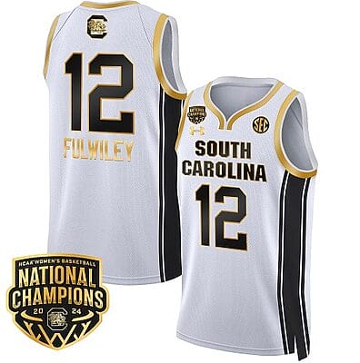 MiLaysia Fulwiley Jersey #12 South Carolina Gamecocks Basketball 2024 National Champions All Stitched White Gold