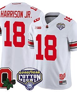 Marvin Harrison Jr Jersey #18 Ohio State Buckeyes Good Year Cotton Bowl Patch Football White