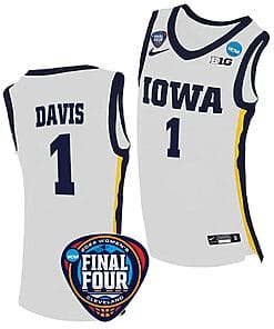 Molly Davis Jersey #1 Iowa Hawkeyes Basketball 2024 NCAA March Madness Final Four White