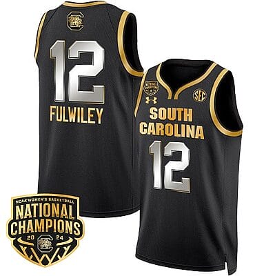 MiLaysia Fulwiley Jersey #12 South Carolina Gamecocks Basketball 2024 National Champions All Stitched Black Gold