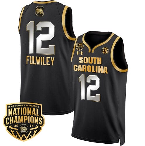 MiLaysia Fulwiley Jersey #12 South Carolina Gamecocks Basketball 2024 National Champions All Stitched Black Gold