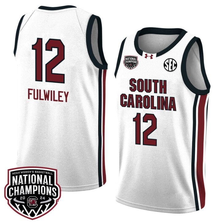 MiLaysia Fulwiley Jersey #12 South Carolina Gamecocks 2024 NCAA Basketball National Champions White Red