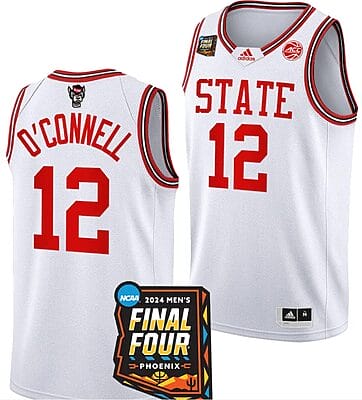 Michael O'Connell Jersey #12 NC State Wolfpack 2024 NCAA March Madness Final Four Basketball White