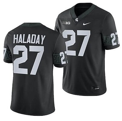 Michigan State Spartans Cal Haladay Jersey #27 College Football Black 2023 Game