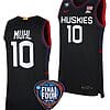 Nika Muhl Jersey #10 UConn Huskies Basketball 2024 NCAA March Madness Final Four Black