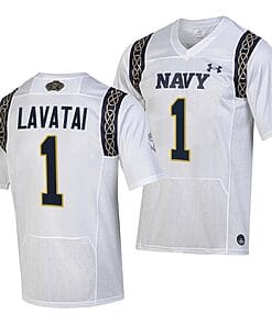 Navy Midshipmen Tai Lavatai Jersey #1 College Football 2023 Aer Lingus Classic White Replica