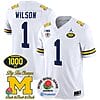 Roman Wilson Jersey #1 Michigan Wolverines Vapor Stitched 1000 Wins Rose Bowl Patch White