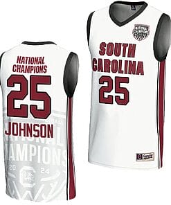 Raven Johnson Jersey #25 South Carolina Gamecocks 2024 NCAA Basketball National Champions White