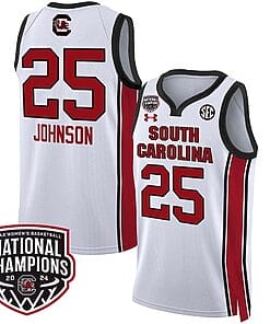 Raven Johnson Jersey #25 South Carolina Gamecocks Basketball 2024 National Champions All Stitched White