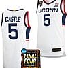 Stephon Castle Jersey #5 UConn Huskies Basketball 2024 NCAA March Madness Final Four White
