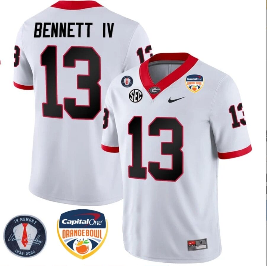 Stetson Bennett Jersey #13 Georgia Bulldogs Orange Bowl Patch Football Stitched White