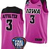 Sydney Affolter Jersey #3 Iowa Hawkeyes Basketball 2024 NCAA March Madness Final Four Pink