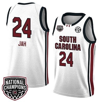 Sahnya Jah Jersey #24 South Carolina Gamecocks 2024 NCAA Basketball National Champions White Red