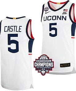 Stephon Castle Jersey #5 UConn Huskies 2024 NCAA Basketball National Champions White Elite