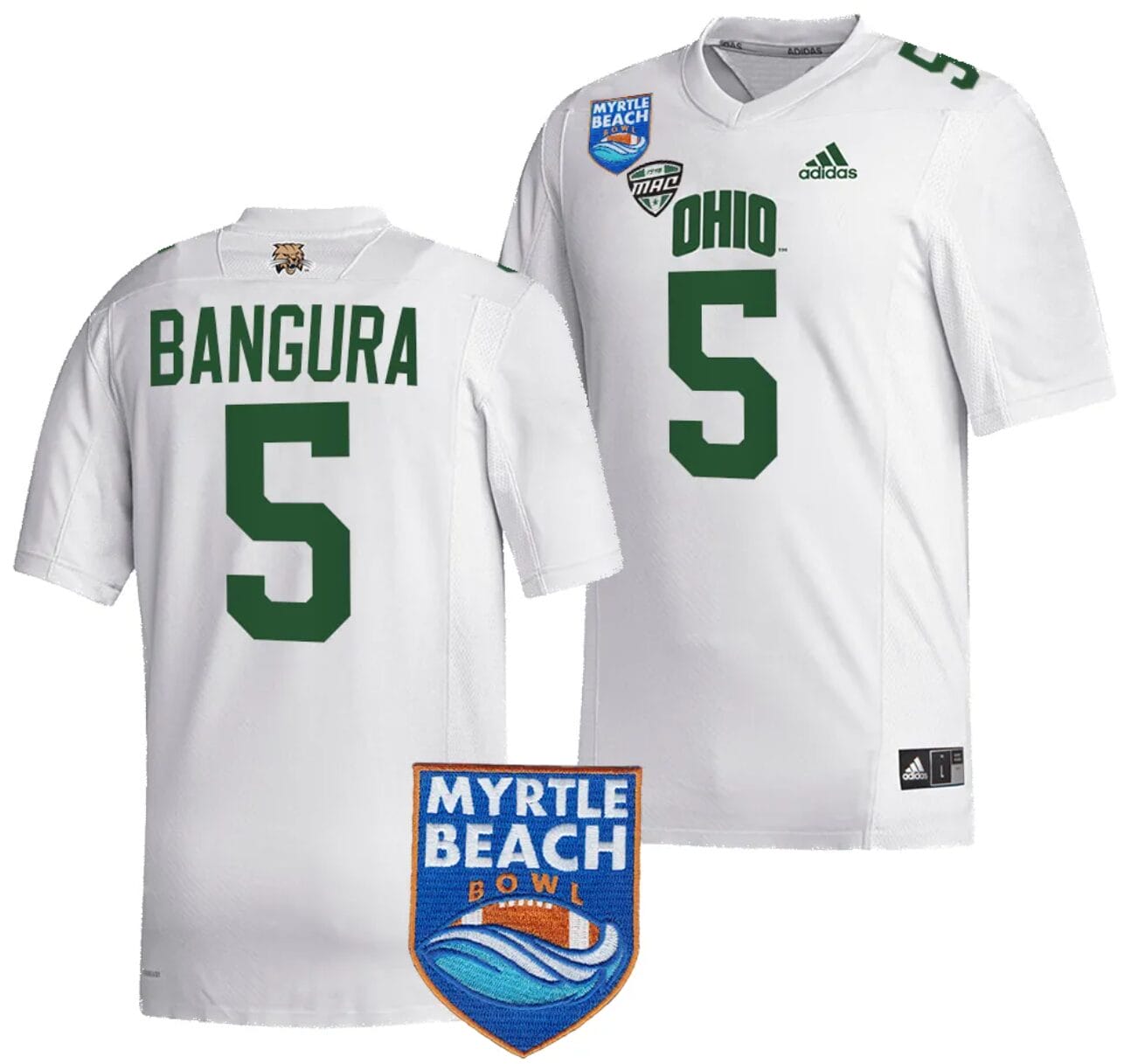 Sieh Bangura Jersey #5 Ohio Bobcats 2023 Myrtle Beach Bowl Patch MVP Football White
