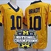 Tom Brady Jersey #12 Michigan Wolverines Football 2023 National Champions Patch Yellow