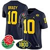 Tom Brady Jersey #10 Michigan Wolverines 1000 Wins & Rose Bowl Patch Special Navy