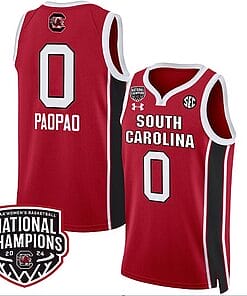 Te-Hina Paopao Jersey #0 South Carolina Gamecocks Basketball 2024 National Champions All Stitched Red