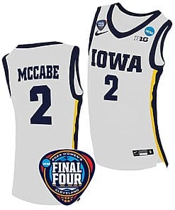 Taylor McCabe Jersey #2 Iowa Hawkeyes Basketball 2024 NCAA March Madness Final Four White