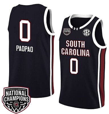 Te Hina Paopao Jersey #0 South Carolina Gamecocks 2024 NCAA Basketball National Champions Black
