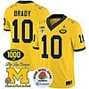 Tom Brady Jersey #10 Michigan Wolverines Vapor Stitched 1000 Wins Rose Bowl Patch Maize