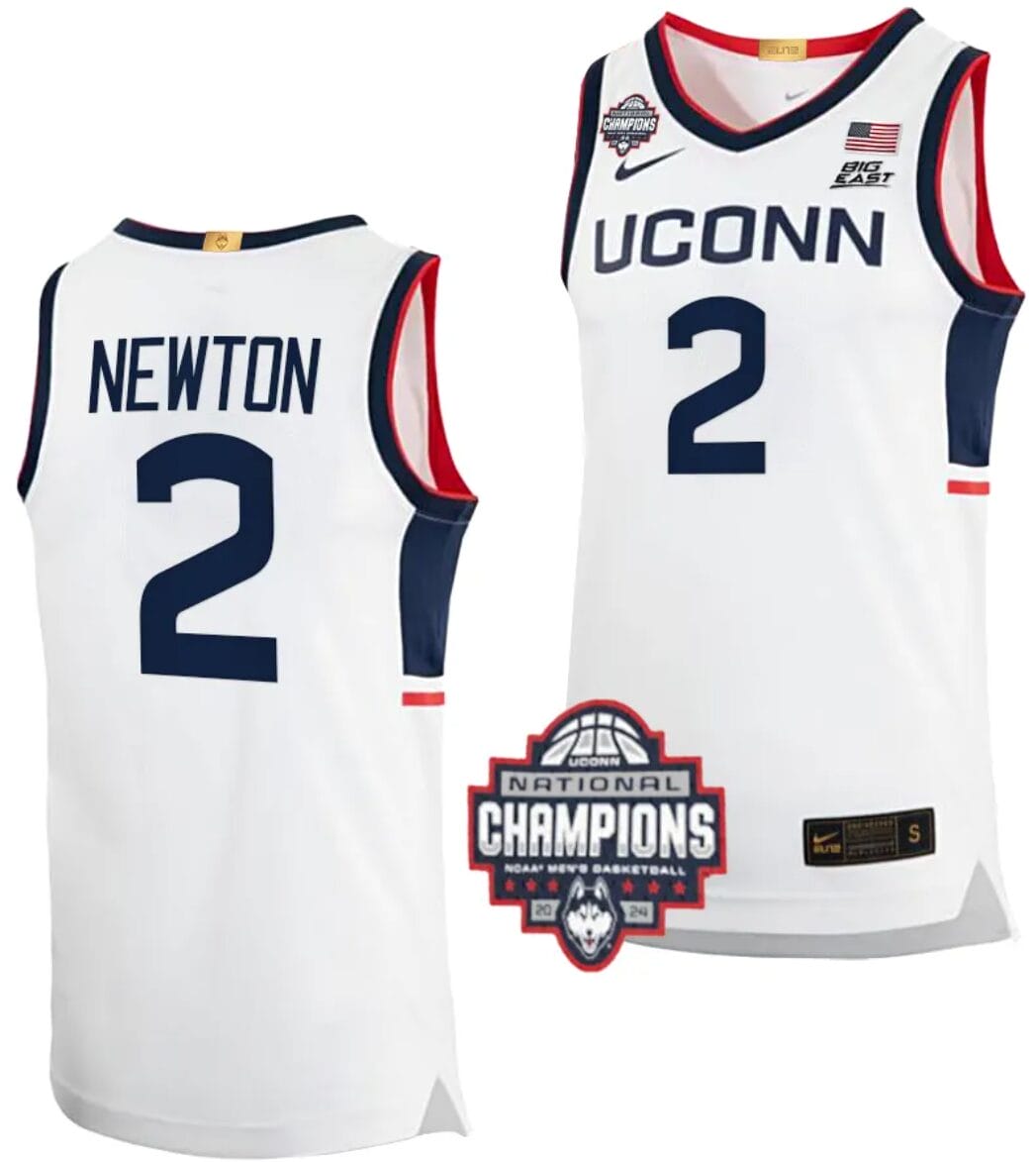 Tristen Newton Jersey #2 UConn Huskies 2024 NCAA Basketball National Champions White Elite