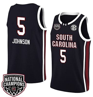 Tessa Johnson Jersey #5 South Carolina Gamecocks 2024 NCAA Basketball National Champions White Black