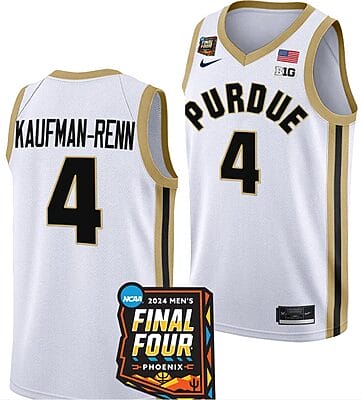 Trey Kaufman Renn Jersey #4 Purdue Boilermakers 2024 NCAA March Madness Final Four Basketball White