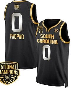 Te-Hina Paopao Jersey #0 South Carolina Gamecocks Basketball 2024 National Champions All Stitched Black Gold