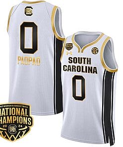 Te-Hina Paopao Jersey #0 South Carolina Gamecocks Basketball 2024 National Champions All Stitched White Gold