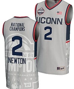 Tristen Newton Jersey #2 UConn Huskies 2024 NCAA Basketball National Champions Lightweight Gray