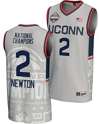 Tristen Newton Jersey #2 UConn Huskies 2024 NCAA Basketball National Champions Lightweight Gray