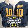 Tom Brady Jersey #12 Michigan Wolverines Football 2023 National Champions Patch Navy