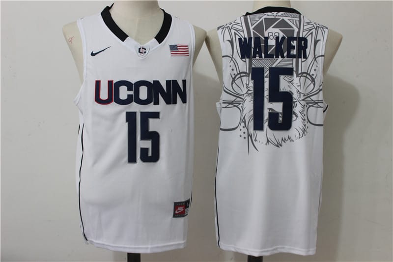 Uconn Huskies #15 Kemba Walker NCAA Basketball Jersey White
