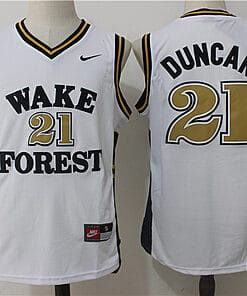 Tim Duncan Jersey #21 Wake Forest Demon Deacons NCAA Basketball Jersey White