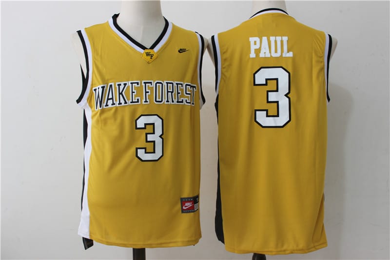 Chris Paul Jersey #3 Wake Forest University NCAA Basketball Jersey Yellow