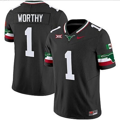 Xavier Worthy Jersey #1 Texas Longhorns Mexico Vapor College Football Black